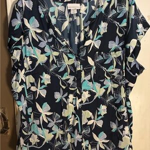 Liz Claiborne Navy Floral Blouse size 1x women